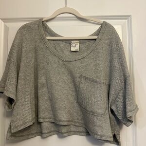 Aerie Gray Waffle Knit Top